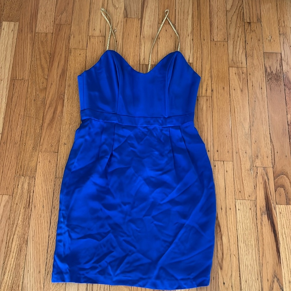 EUC Naven sweetheart blue mini dress silk small gold strap